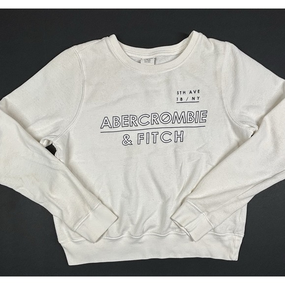 Abercrombie & Fitch Tops - Abercrombie & Fitch Pullover Light Sweatshirt White Medium Spell Out‎ Retro Y2K